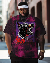Big Guys Street Tie Dye Wolf Graffiti Short Sleeve Crew Neck T-Shirt